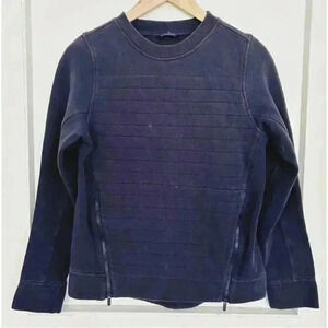 Lululemon Navy Blue Crewneck Sweatshirt with Two Front Zippers S
